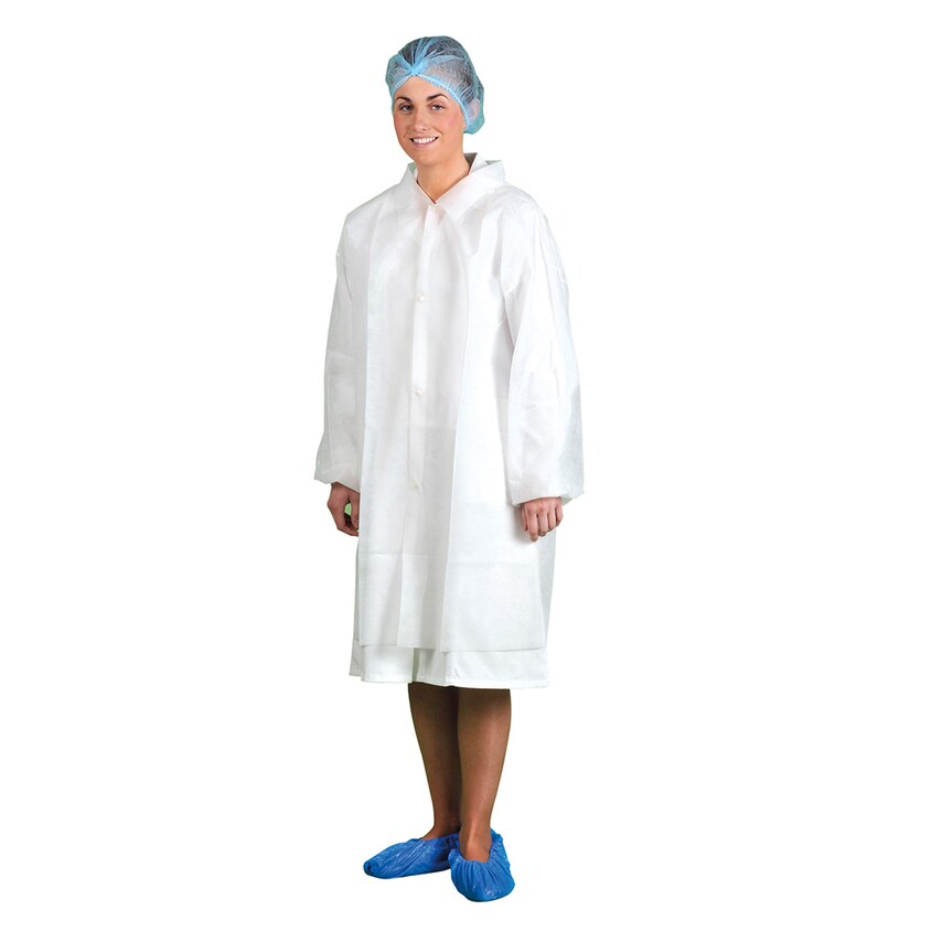 Portwest Disposable Visitors Coat PP (PK200), White, Small, Regular