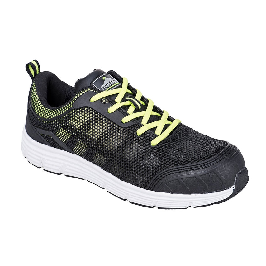 Portwest Steel Textile Trainer S1P FO SR, Black/Green, 40, N