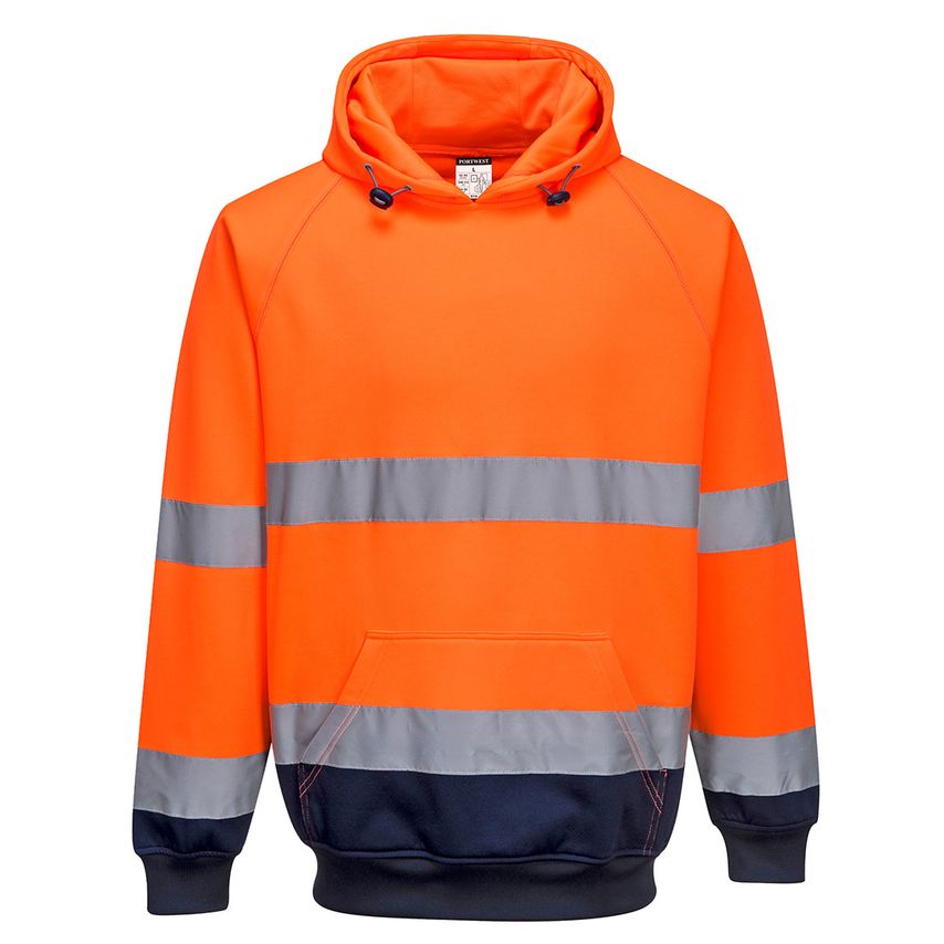 Portwest Hi-Vis Contrast Hoodie, Orange/Navy, Large, Regular