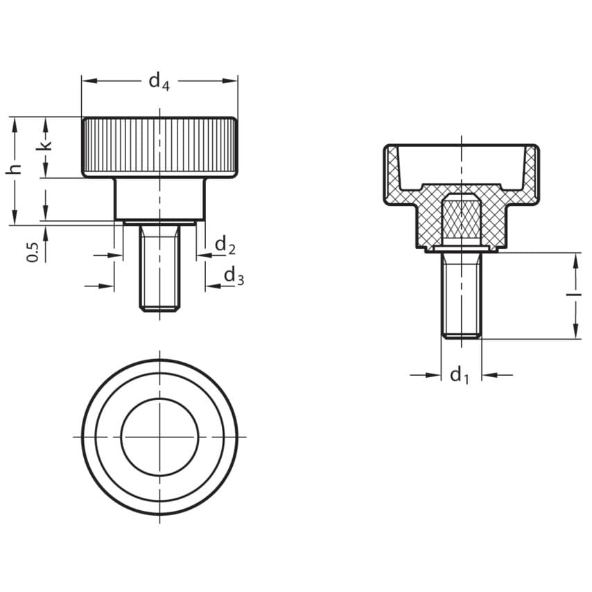 Ganter GN421-M4-15 Knurled Thumb Screw- you get 5