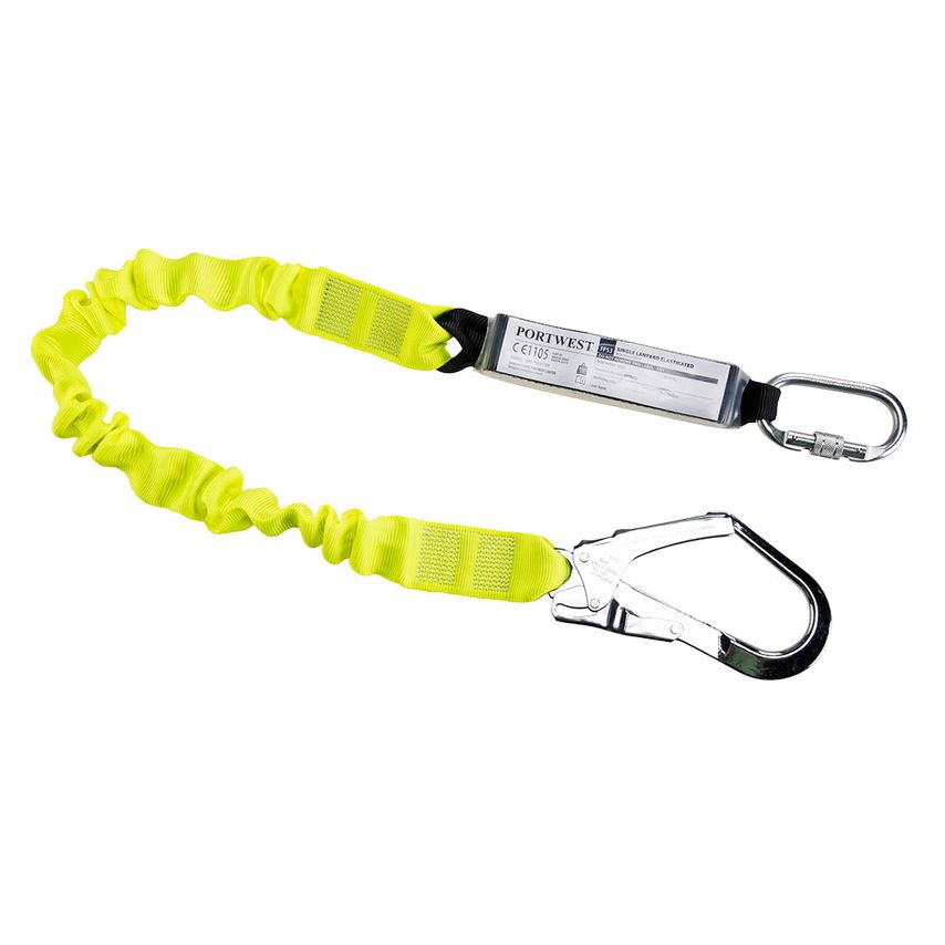 Single Elasticated 1.8m Lanyard With Shock Absorber, Yellow, Regular