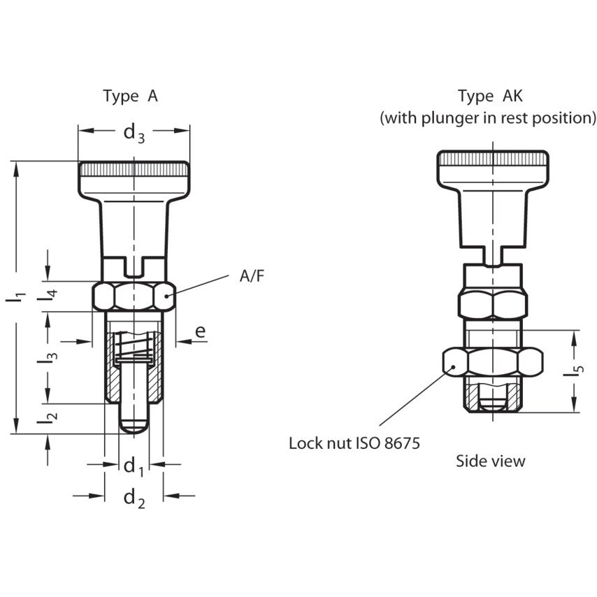 Ganter GN617.1-6-AK Indexing Plunger; Steel