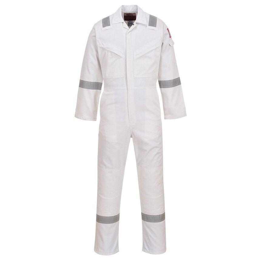 Portwest Bizflame Work Anti-Static Flame Retardant Coverall 350g White Size 2XL