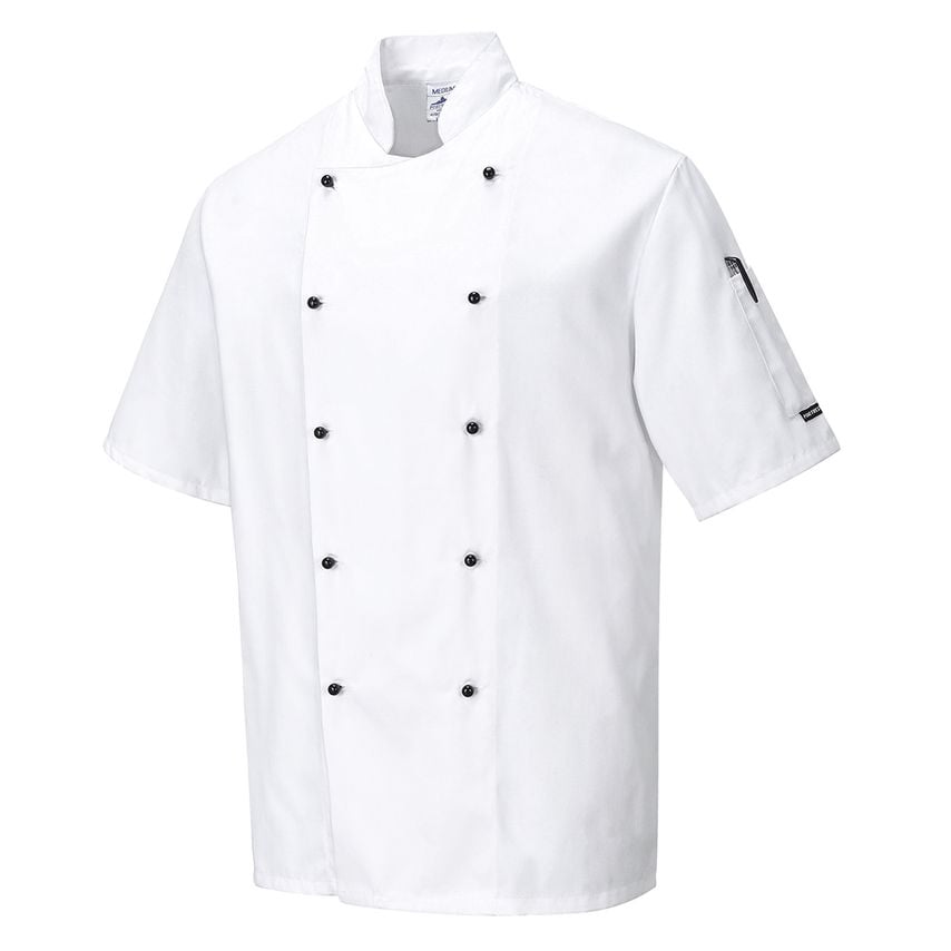 Portwest Chef's Kent Jacket Short Sleeve, White, Small, Regular