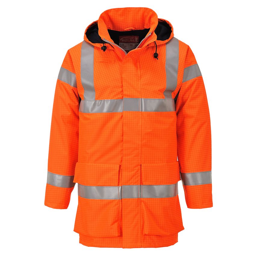 Portwest Bizflame Rain Hi-Vis Multi Light FR Jacket, Orange, XL, Regular