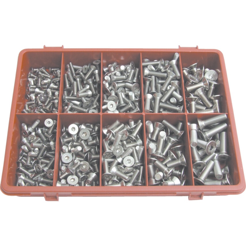 Qualfast Metric Socket Countersunk Head Screw Kit A2 AVG-410PC