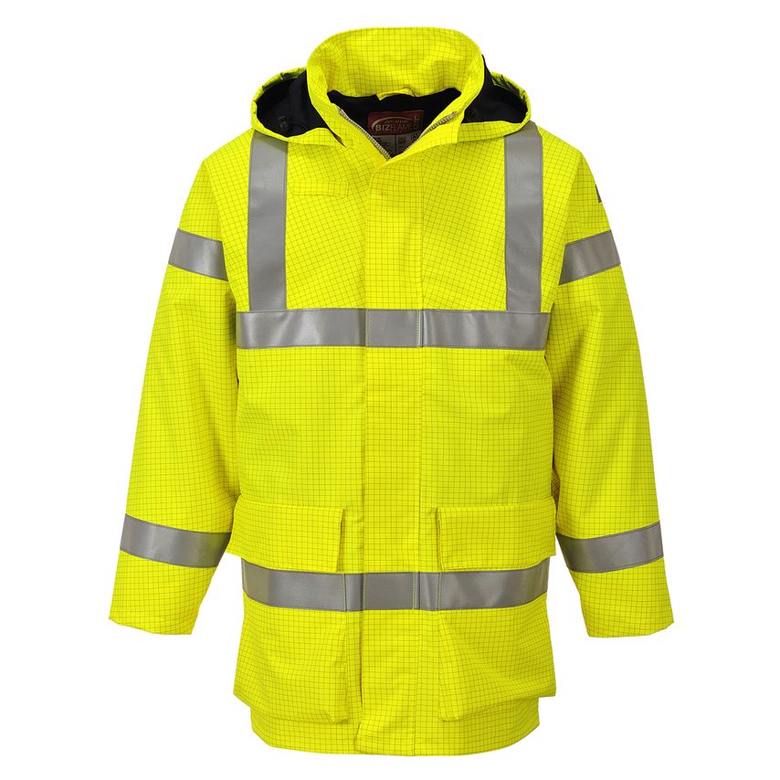 Portwest Bizflame Rain Hi-Vis Multi Light FR Jacket, Yellow, Medium, Regular