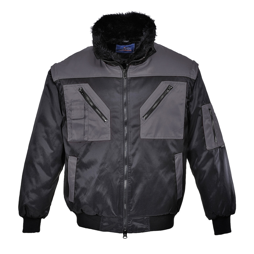 Portwest Two Tone Pilot Jacket, Black/Grey, XXXL, Regular