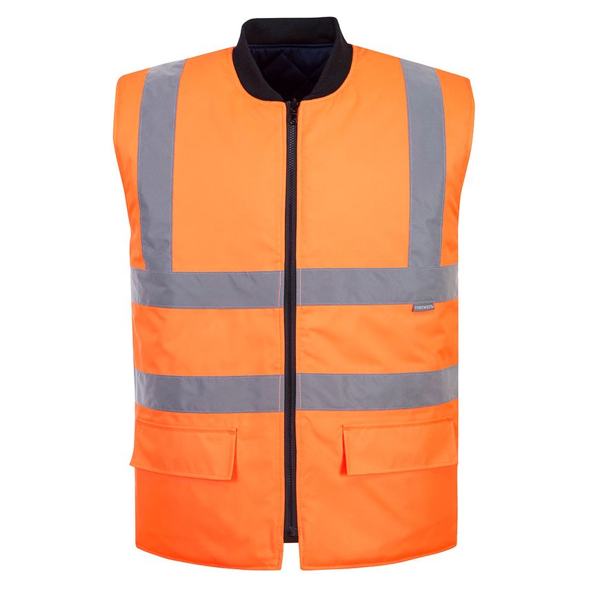Portwest Hi-Vis Reversible Bodywarmer, Orange, 5XL, Regular
