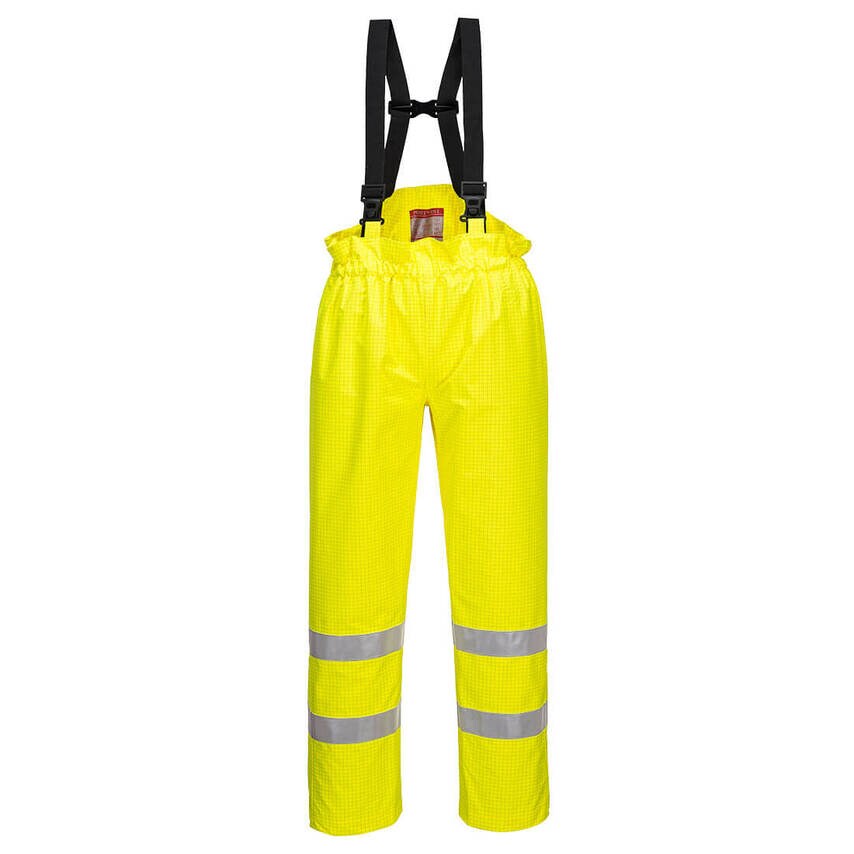 Portwest Bizflame Rain Hi-Vis Anti-Static Unlined FR Trousers, Yellow, XXXL, Reg