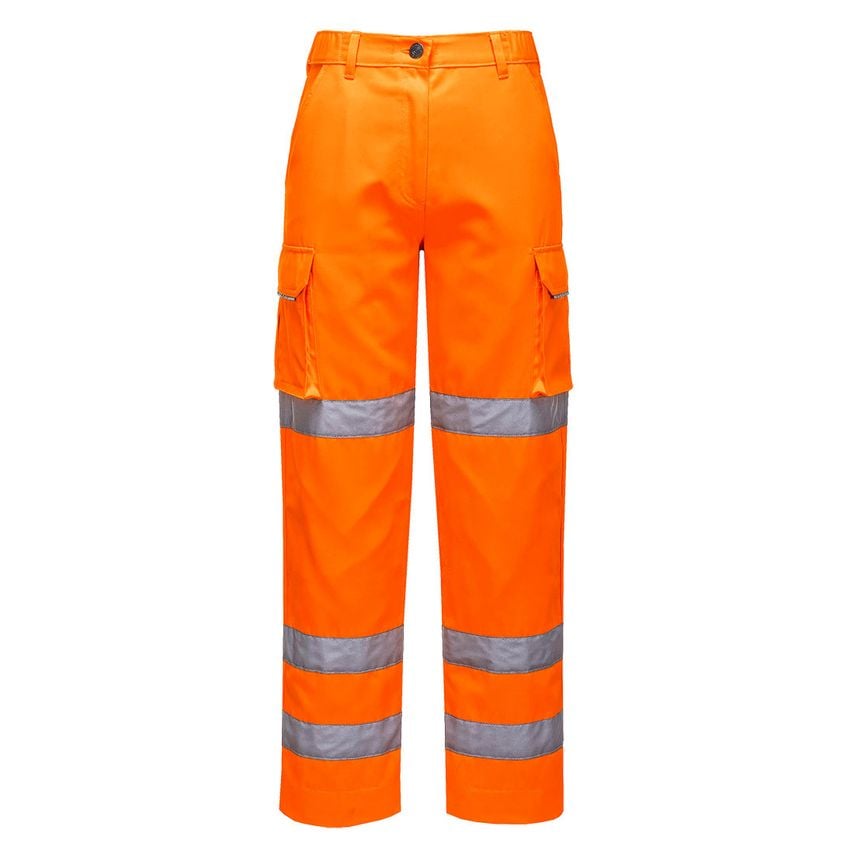 Portwest Hi-Vis Women's Three Band Work Trousers, Orange, XXL, Regular