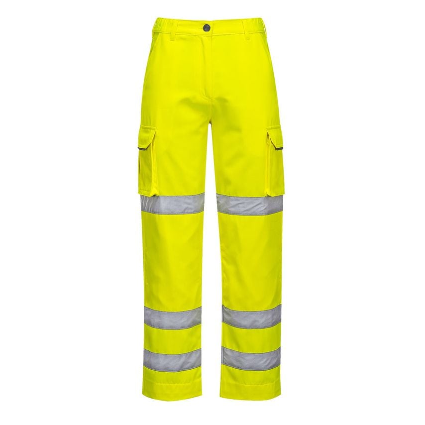 Portwest Hi-Vis Women's Three Band Work Trousers, Yellow, XL, Regular