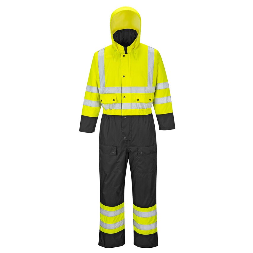 Portwest Hi-Vis Contrast Winter Coverall Yellow/Black Size L Regular