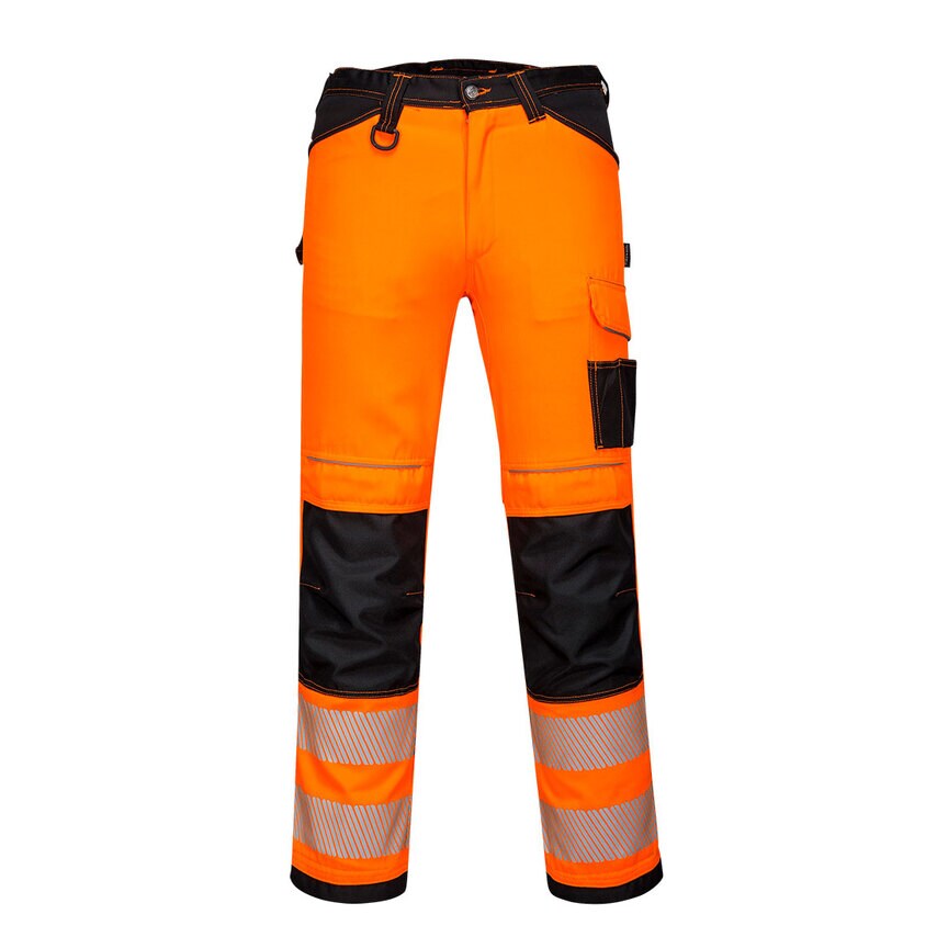 Portwest PW3 Hi-Vis Work Trousers, Orange/Black, 46, Regular
