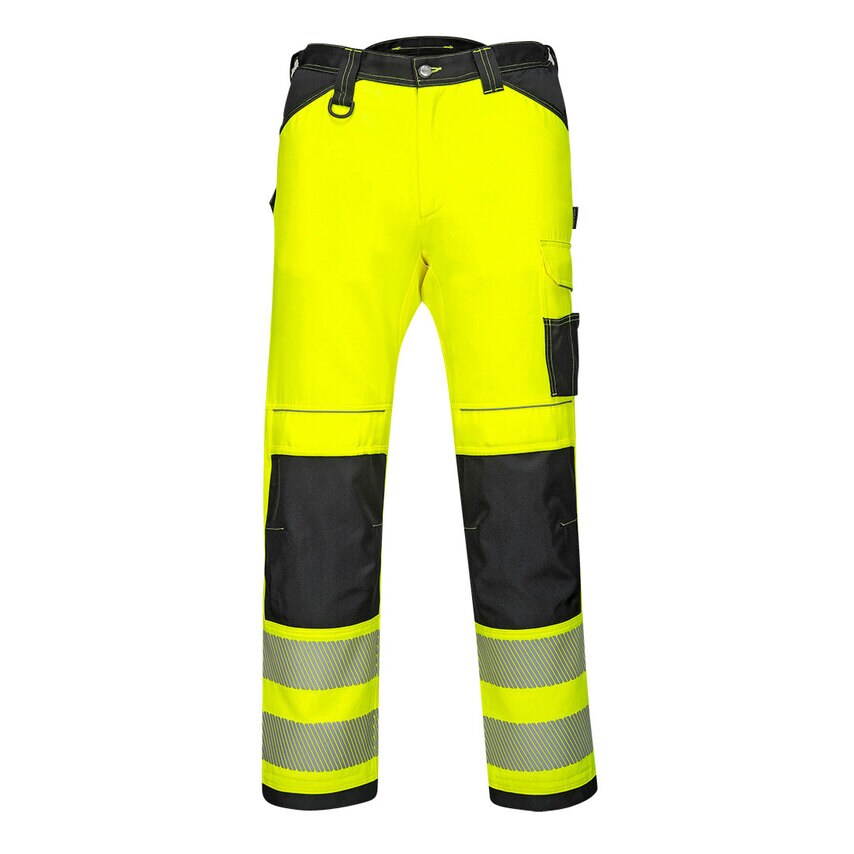Portwest PW3 Hi-Vis Work Trousers, Yellow/Black, 32, Regular