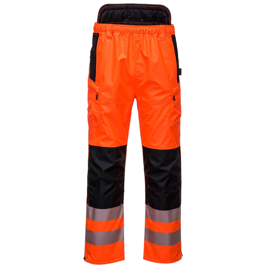 Portwest PW3 Hi-Vis Extreme Rain Trousers, Orange/Black, Large, Regular