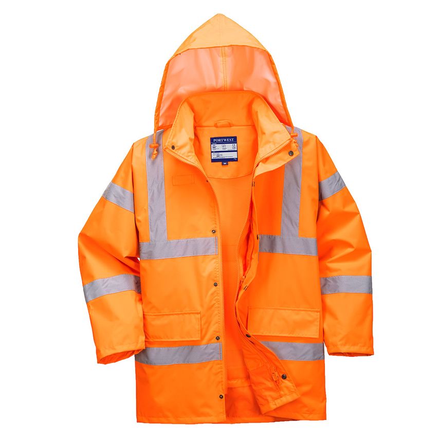 Portwest Hi-Vis Breathable Interactive Rain Traffic Jacket, Orange, Small, Regul