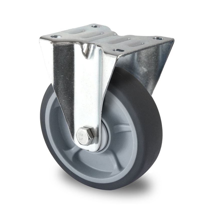 AUT Soft Grey TPR Wheel with Polypropylene Centre, Utility Fixed Top Plate Casto
