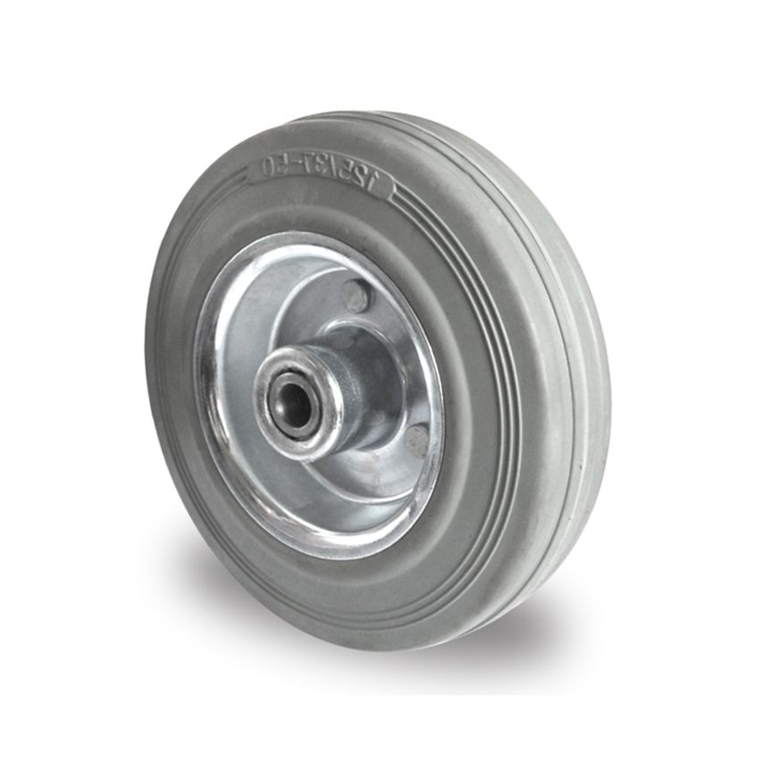 AUT Grey Non-marking Rubber Tyre with Steel Centre, Wheel, Roller Bearing - DG12