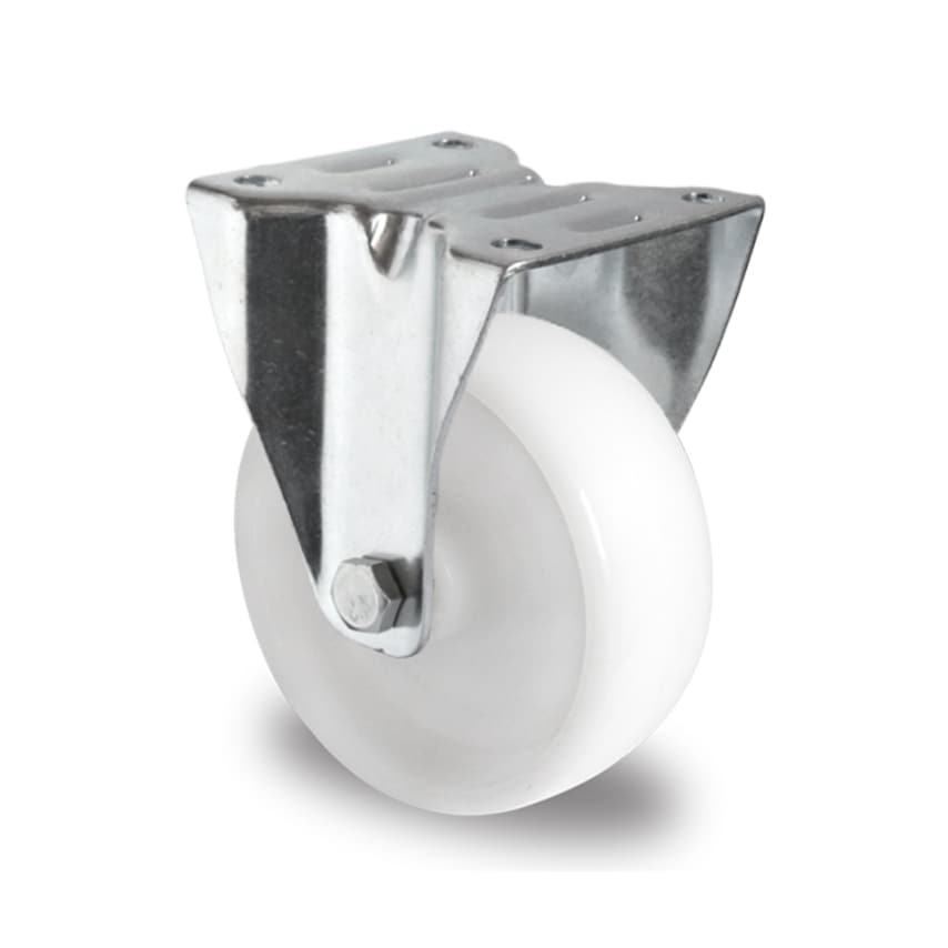 AUT White Polypropylene Solid Wheel, Fixed Top Plate Castor - G100P3Z22