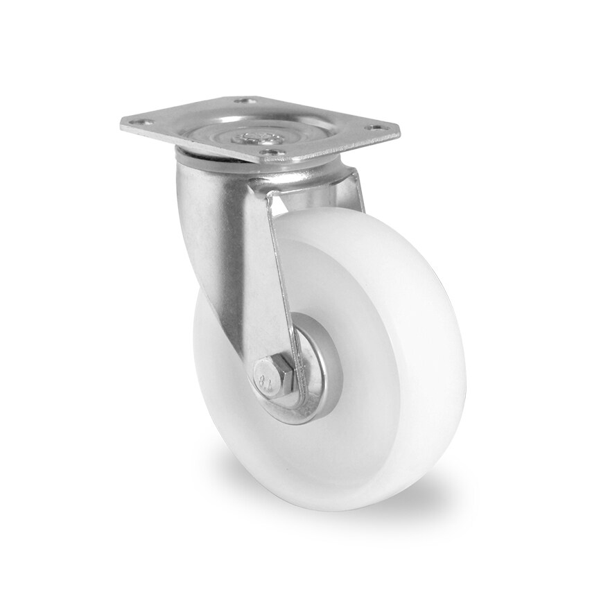 AUT White Polypropylene Solid Wheel, Swivel Top Plate Castor - G125P2Z22