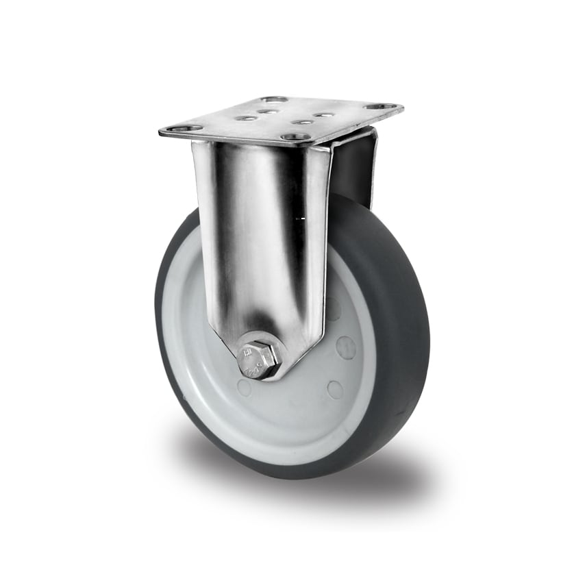 AUT Grey TPR Tyre with Polypropylene Centre, Fixed Top Plate Castor - AT100B3Z21