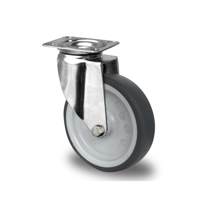 AUT Grey TPR Tyre with Polypropylene Centre, Swivel Top Plate Castor - AT100B2Z2