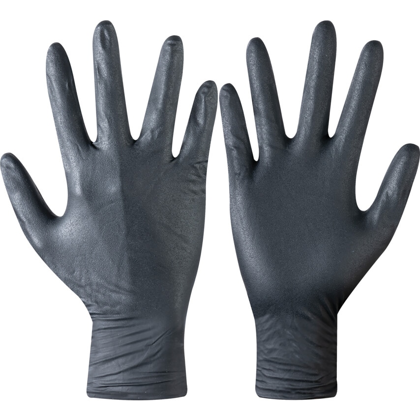 SW Safety Disposable Gloves, Black Nitrile, Box of 50 (S)