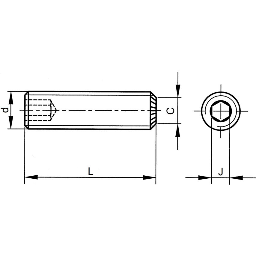 Socket Set Screw, Metric - Steel - Grade 14.9 - Knurled Cup - DIN 916