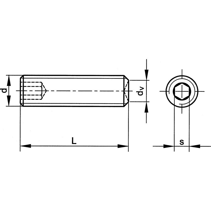 Qualfast M16X60 Socket Set Screw - Plain Cup A2- you get 50