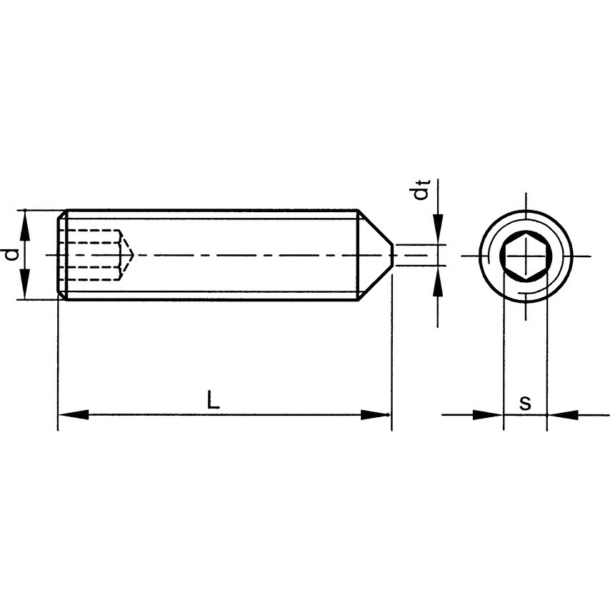 Qualfast M5X30 Socket Set Screw - Cone Point A4- you get 200