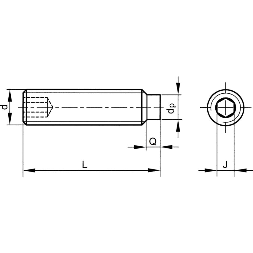 Qualfast M20X140 Socket Set Screw - Dog Point (GR-45H) (14.9)- you get 25