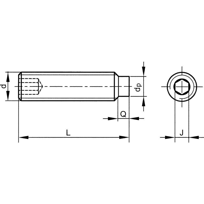 Qualfast M3X12 Socket Set Screw - Dog Point A2- you get 500