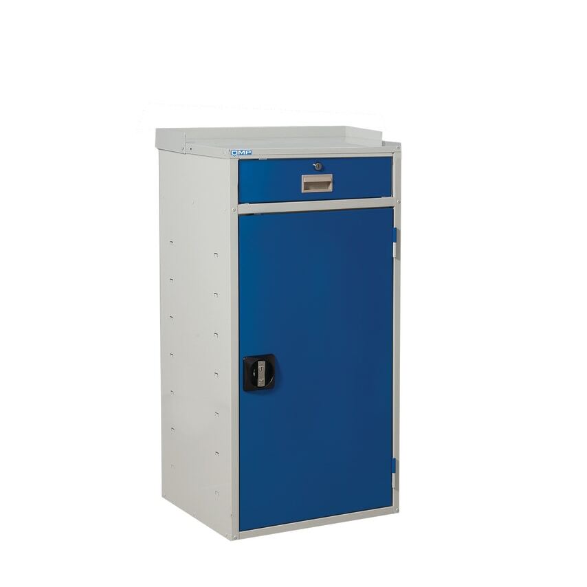 QMP Flat Top Workstation, Single Drawer, Dark Blue Doors, 980.600.450