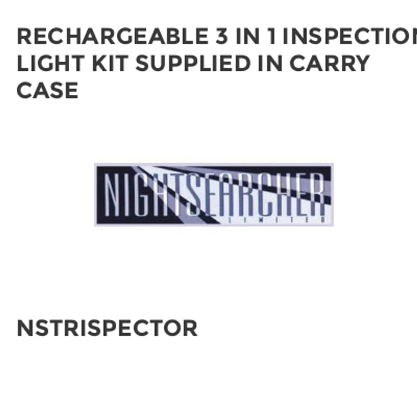 Nightsearcher Rechargeable 3 in 1 Inspection Light Kit Supplied in Carry Case
