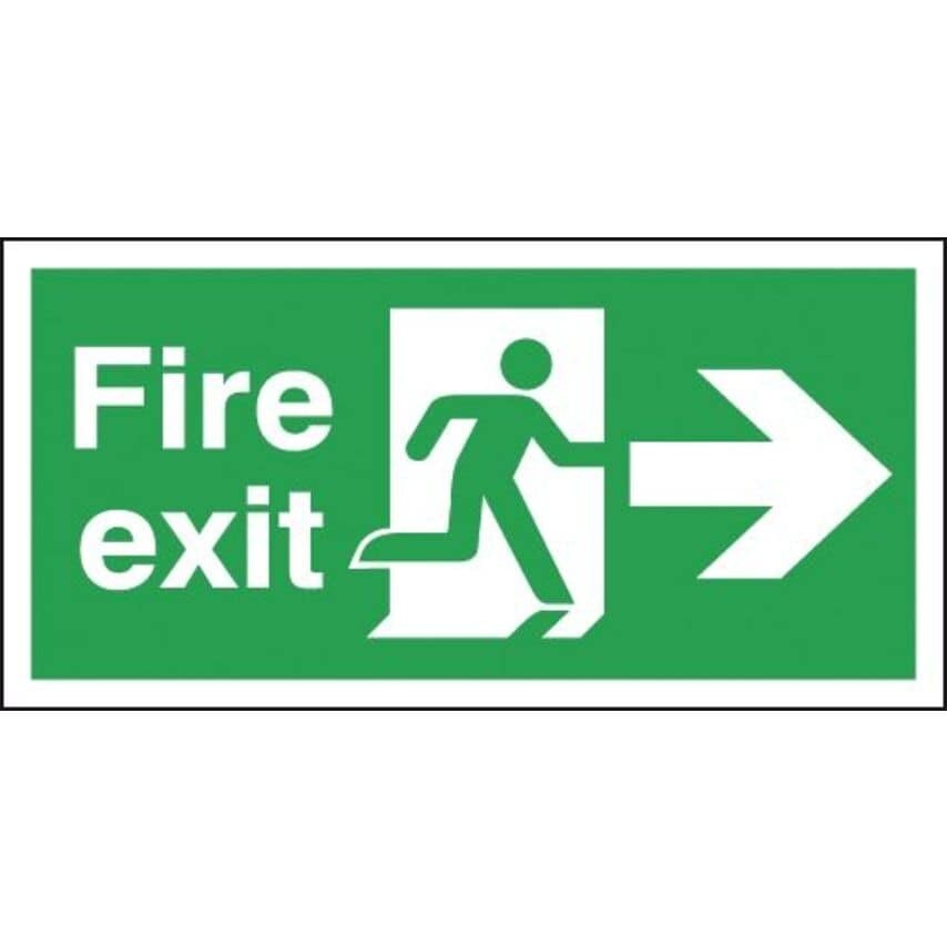 Signs & Labels 150 x 450mm Fire Exit Running Man Arrow Right - Self Adhesive