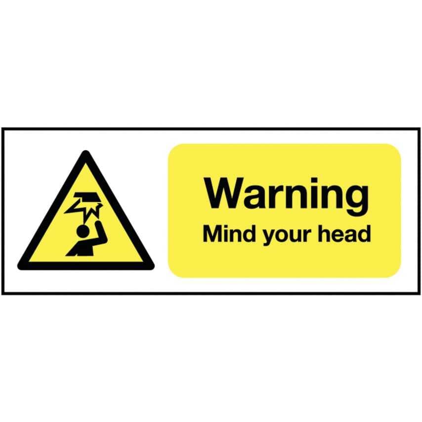 Signs & Labels 210x148mm Warning Mind Your Head - Rigid
