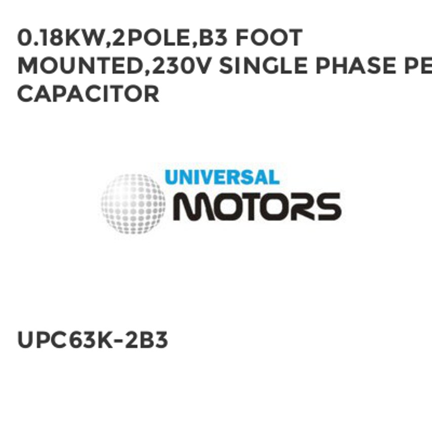 230V Single Phrase Perm Capacitor - B3 Foot Mounted