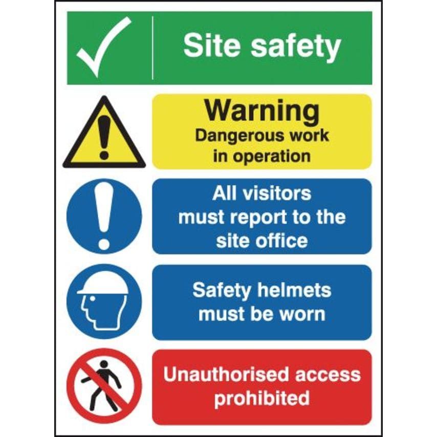 Signs & Labels 400x300mm Site Safety Warning Dangerous Site Safety Board