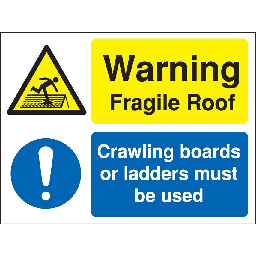 Signs & Labels 300 x 400mm Warning Fragile Roof Crawling Boards Site Safety Boar