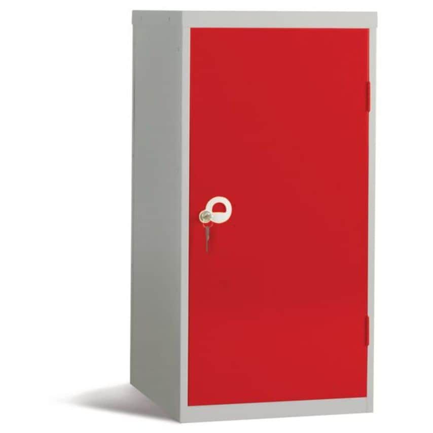 Signs & Labels Workplace Storage Cupboard - No Rail - 2 Doors - Red - 910 x 457
