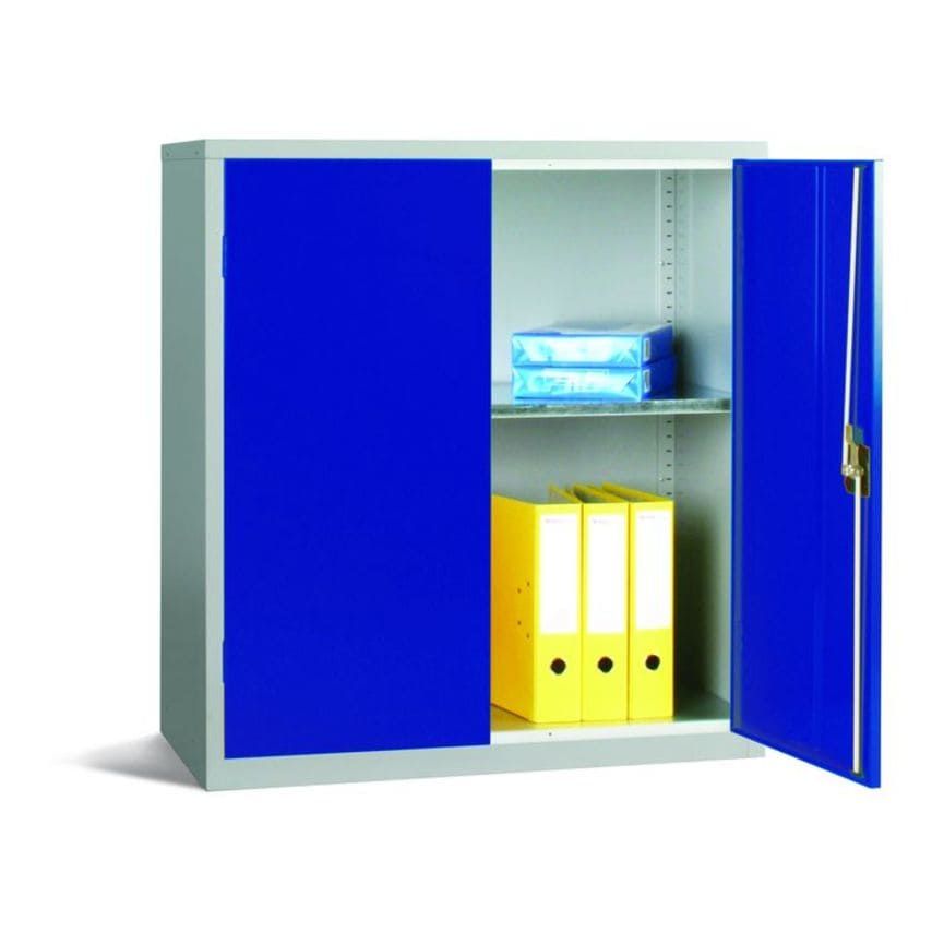 Signs & Labels Workplace Storage Cupboard - No Rail - 2 Doors - Dark Blue - 1000