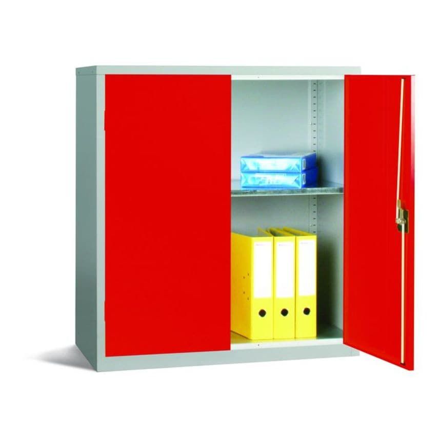 Signs & Labels Workplace Storage Cupboard - No Rail - 2 Doors - Red - 1000 x 915