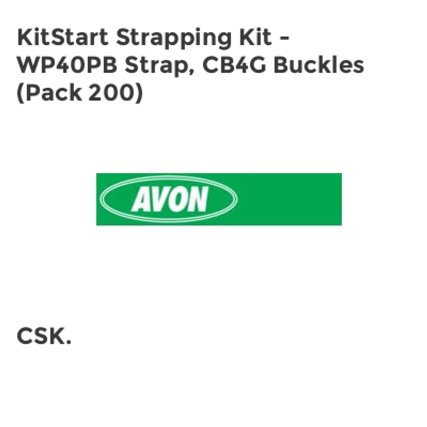 Avon KitStart Strapping Kit - WP40PB Strap, CB4g Buckles, Pack of 200