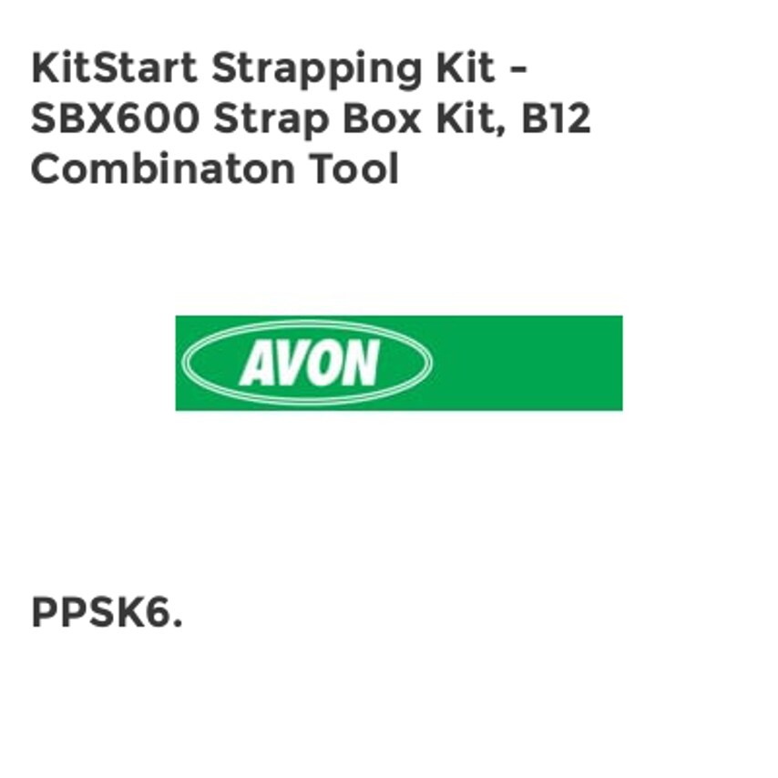 Avon KitStart Strapping Kit - SBX600 Strap Box Kit, B12 Combinaton Tool