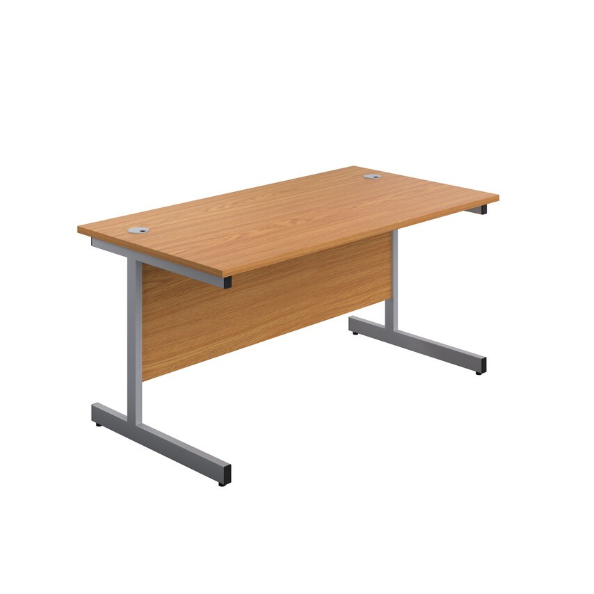 Tc 1600X800 Single Upright Rectangular Desk Nova Oak-Silver + Mobile 3 Drawer Pe