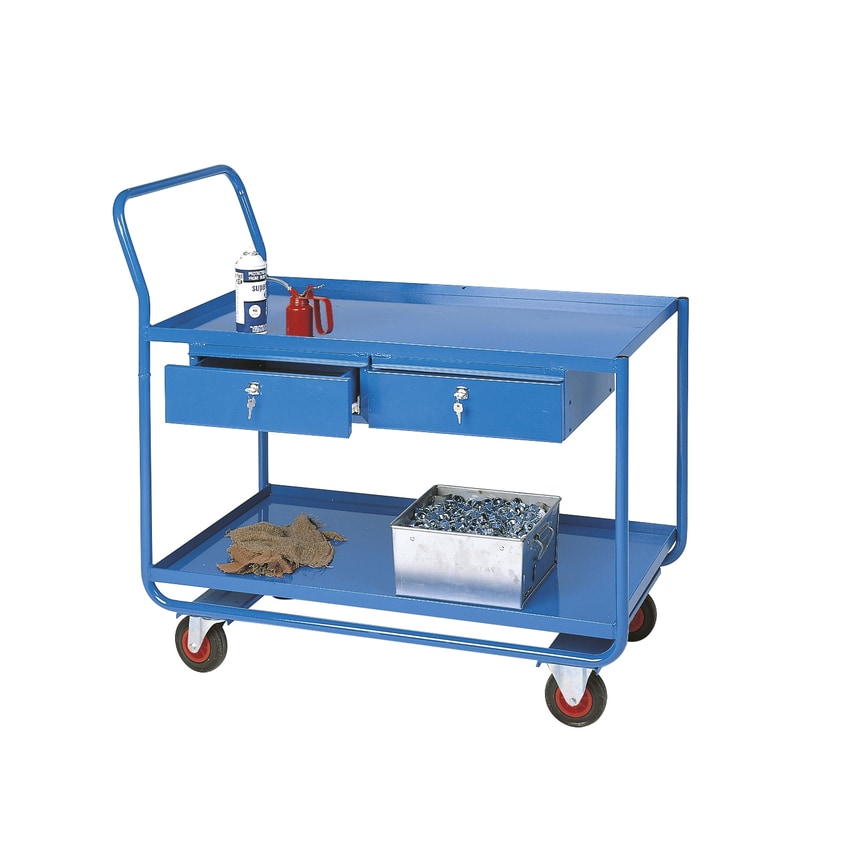 Shop Loadtek Trolley with Top & Bottom Steel Shelves & Steel