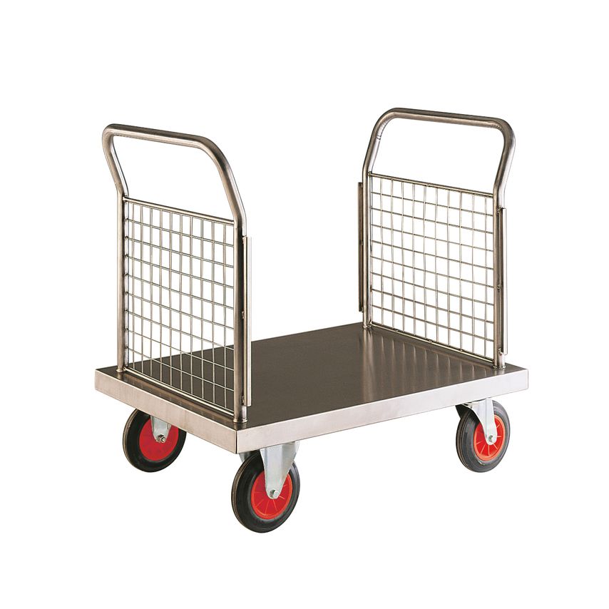 Loadtek 1000 x 700mm Stainless Steel Platform Truck Double End Mesh