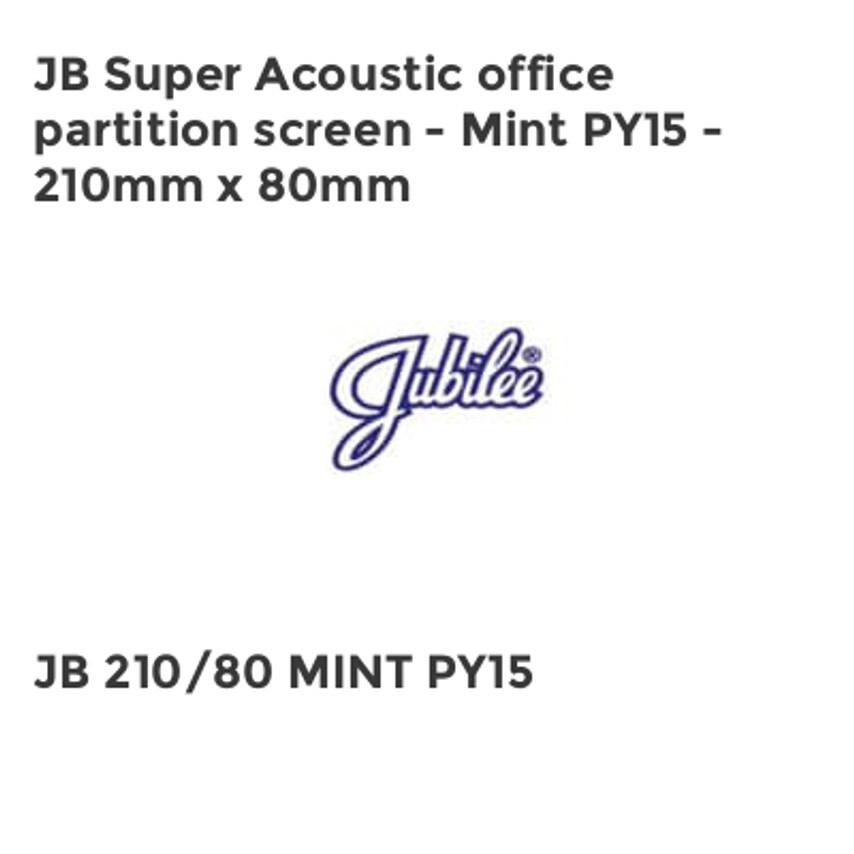 Jubilee JB Super Acoustic office partition screen - Mint PY15 - 210mm x 80mm