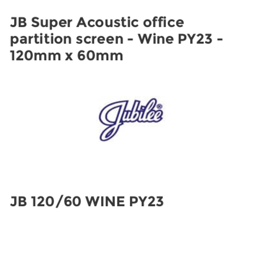 Jubilee JB Super Acoustic office partition screen - Wine PY23 - 120mm x 60mm